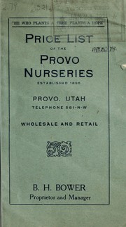 Cover of: Price list of the Provo Nurseries: wholesale and retail