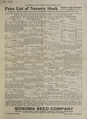 Cover of: Price list of nursery stock: winter and summer 1921