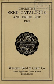 Cover of: Descriptive seed catalogue and price list: 1921