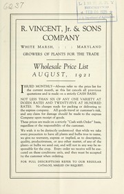 Cover of: Wholesale price list: August, 1921