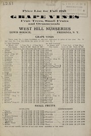 Cover of: Price list for fall 1921: grape vines, fruit trees, small fruits and ornamentals