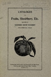 Cover of: Catalogue of fruits, shrubbery, etc by Western Home Nursery