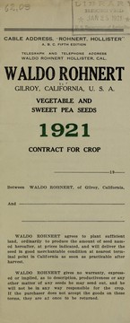 Cover of: Vegetable and sweet pea seeds: 1921 contract for crop