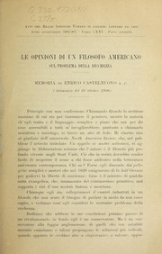 Cover of: Le opinioni di un filosofo americano sul problema della ricchezza: memoria