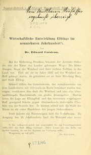 Wirtschaftliche entwicklung Elbings im neunzehnten jahrhundert ... by Edward Carstenn