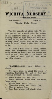 Cover of: Wichita Nursery [price list] by Wichita Nursery