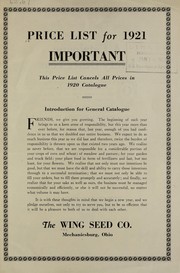 Cover of: Price list for 1921 by Wing Seed Company, Wing Seed Company