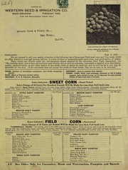 Cover of: Sweet and field seed corn and vine seeds: Sept. 5, 1921