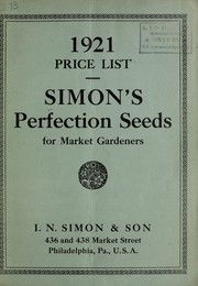 Cover of: 1921 price list: Simon's perfection seeds for market gardeners
