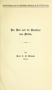 Cover of: Der rat und die ratslinie von Stettin