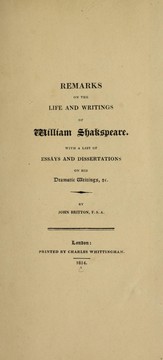 Cover of: Remarks on the life and writings of William Shakspeare by John Britton, John Britton