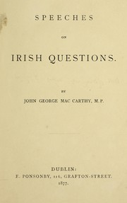 Cover of: Speeches on Irish questions
