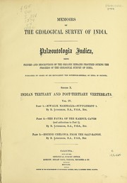 Cover of: Indian Tertiary and post Tertiary Vertebrata 