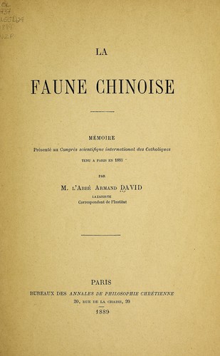 La Faune chinoise by Armand David