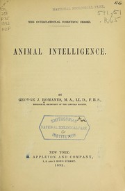 Cover of: Animal Intelligence by George John Romanes