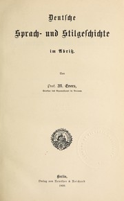 Cover of: Deutsche Sprach- und Stilgeschichte im Abriss by Matthias Evers