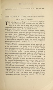 Snow-snake as played by the Seneca-Iroquois by Arthur Caswell Parker