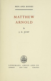 Cover of: Matthew Arnold.
