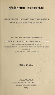 Cover of: Foliorum centuriae by Hubert Ashton Holden
