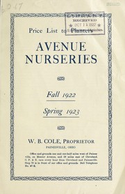 Cover of: Price list to planters: fall 1922, spring 1923