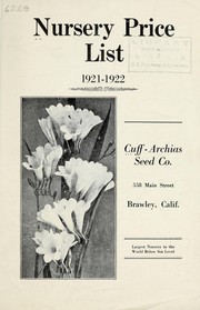 Cover of: Nursery price list | Cuff-Archias Seed Co
