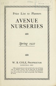 Cover of: Price list to planters: spring 1922