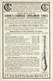 Cover of: Trade price list of Cook's Chinese cinnamon vines: Trade price list of Cook's new hybridized potato seeds