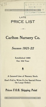 Cover of: Late price list of Carlton Nursery Co: season 1921-22