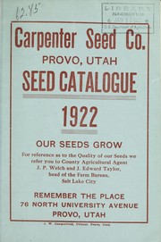 Cover of: Seed catalogue 1922
