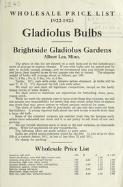 Cover of: Wholesale price list 1922-1923: gladiolus bulbs