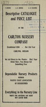 Cover of: Descriptive catalogue and price list of the Carlton Nursery Company