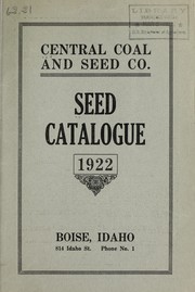 Cover of: Seed catalogue: 1922