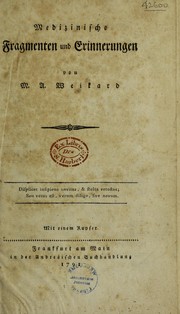 Cover of: Medizinische Fragmenten und Erinnerungen. [Nachtrag] by Melchior Adam Weikard