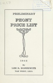 Cover of: Preliminary peony price list | Lee R. Bonnewitz (Firm)