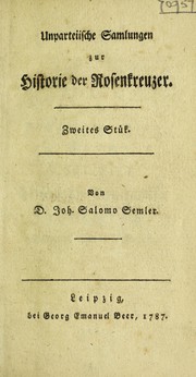 Cover of: Unparteiische Samlungen zur Historie der Rosenkreuzer