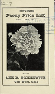 Cover of: Revised peony price list: issued July 1922