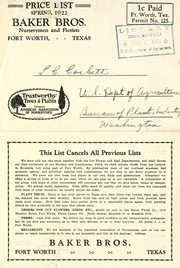 Cover of: Price list by Baker Brothers (Fort Worth, Tex.), Baker Brothers (Fort Worth, Tex.)