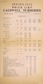 Cover of: Spring 1922: price list