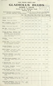 1922 trade price list by Homer F. Chase (Firm)