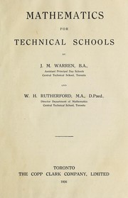Front cover of Mathematics for technical schools by J. M. Warren