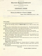 Cover of: Tomato seed, crop 1922: contract offer