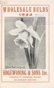 Cover of: 1922 wholesale catalogue of Dutch bulbs and nursery-stock by Hogewoning & Sons Inc