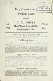 Cover of: Supplementary price list: fall 1922-spring 1923