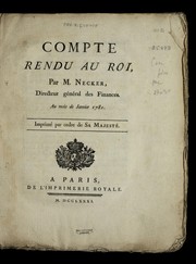 Cover of: Compte rendu au roi by France. Contrôle général des finances.