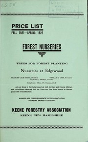 Price list fall 1921-spring 1922 by Keene Forestry Association