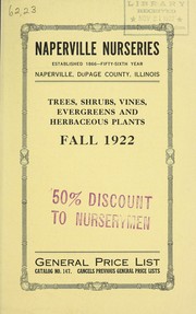 Cover of: General price list: fall 1922 : trees, shrubs, vines, evergreens and herbaceous plants