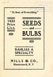 Cover of: 1922 price list: seeds and bulbs