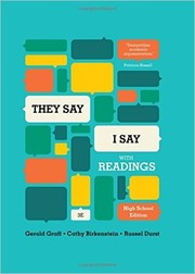 Cover of: "They Say / I Say": The Moves That Matter in Academic Writing, with Readings (Third High School Edition) 3rd Edition