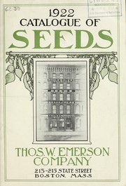 Cover of: Catalogue of seeds: 1922