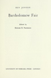 Cover of: Bartholomew Fair. by Ben Jonson